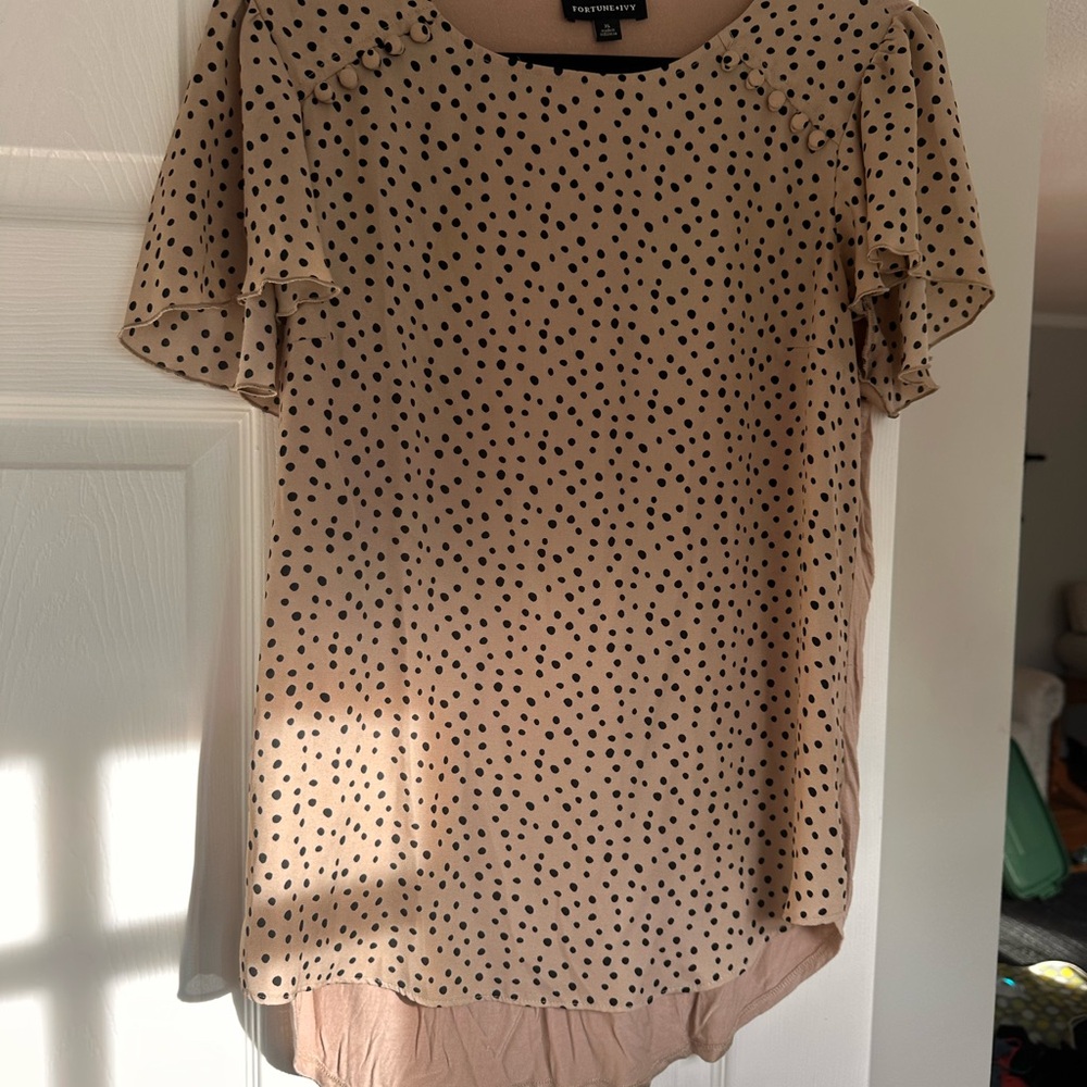 Tan Polka Dot Blouse